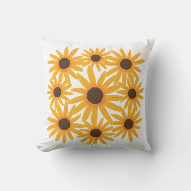 Array of Yellow Sunflowers Floral Pillow (Front)