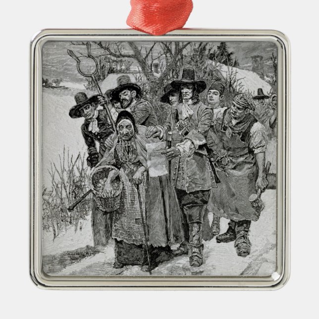 Arresting a Witch Metal Tree Decoration (Front)