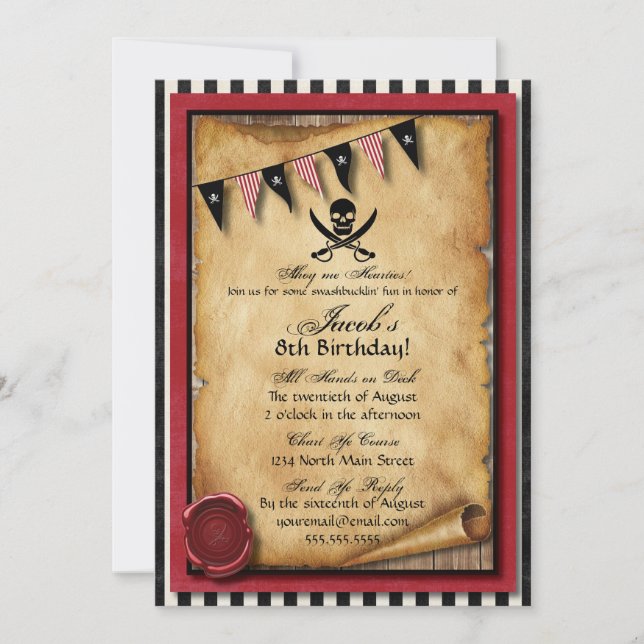 Arrgh! Pirate Birthday Party Invitation (Front)