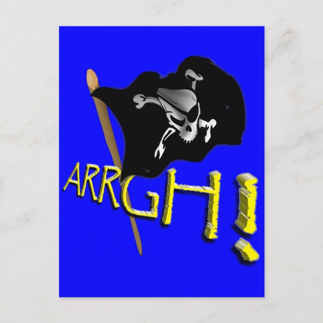 ARRGH! Waving Jolly Roger Pirate Flag Postcard (Front)