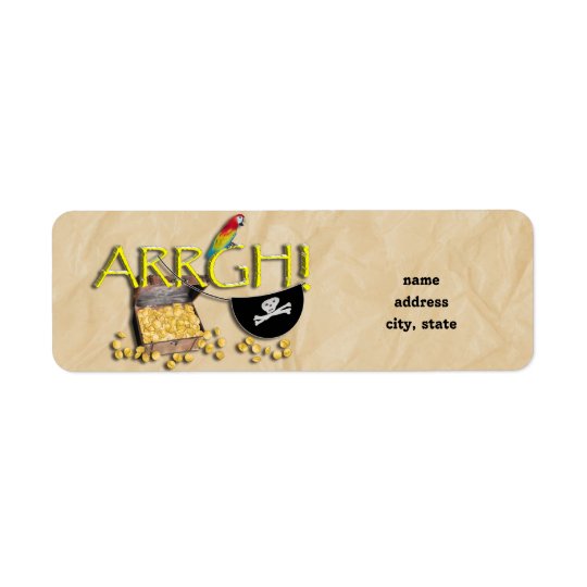 ARRGH! With Pirate Treasure, Parrot & Eye Patch Return Address Label