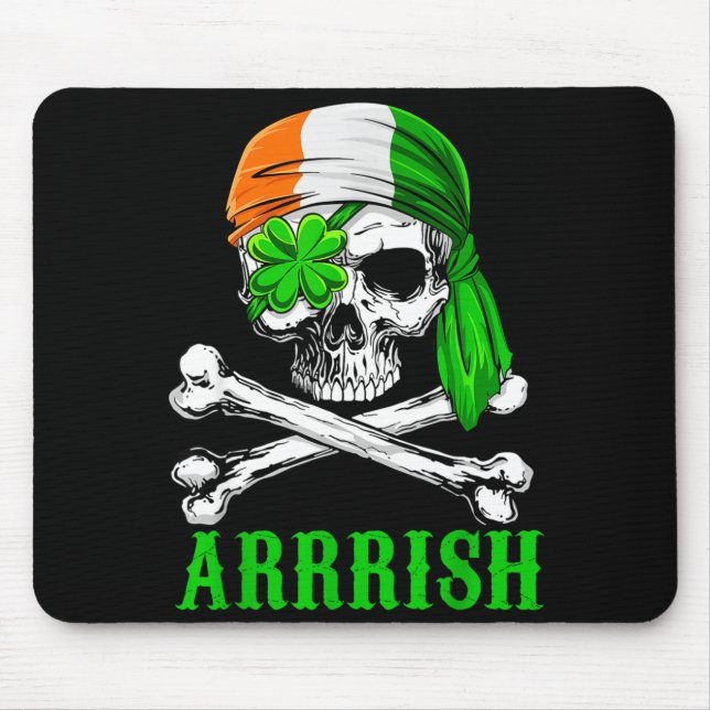 Arrish Irish Rate Skull St Patricks Day Clover Gif Mouse Mat (Front)