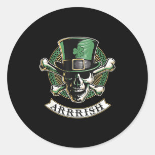 Arrish Irish Rate St Patricks Day, Rate Men Funny Classic Round Sticker