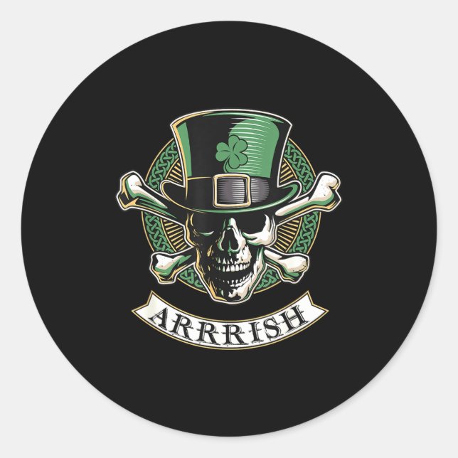 Arrish Irish Rate St Patricks Day, Rate Men Funny  Classic Round Sticker (Front)