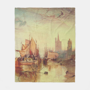 Arrival of a Packet Boat by Joseph Turner Fleece Blanket