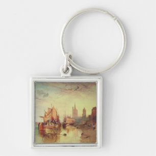 Arrival of a Packet Boat by Joseph Turner Key Ring