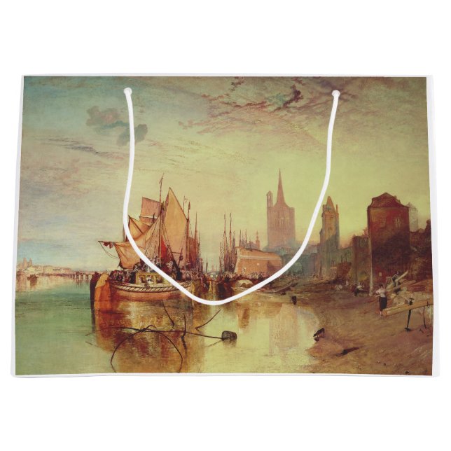 Arrival of a Packet Boat by Joseph Turner Large Gift Bag (Front)