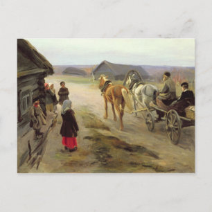 Arrival of a School-Mistress in the Country Postcard