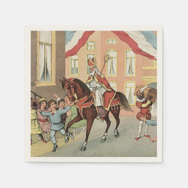 Arrival of Sinterklaas Dutch St. Nick St. Nicholas Napkin (Front)