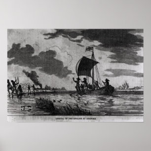 Arrival of the English at Roanoke Poster