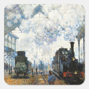 Arrival of the Normandy Train (1877) Claude Monet Square Sticker