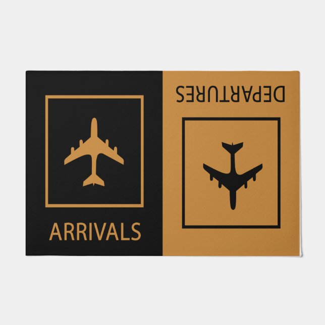 Arrivals and Departures Simple Entryway  Doormat (Front)