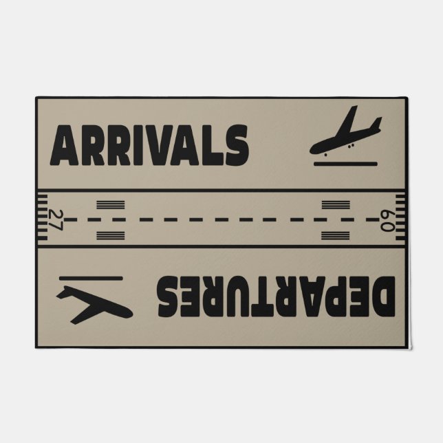 Arrivals & Departures Doormat, Funny Aeroplane Doormat (Front)