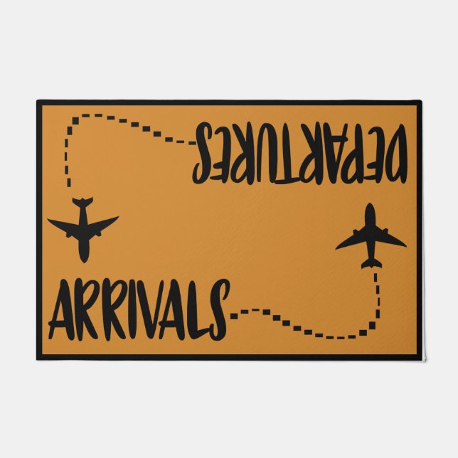 Arrivals & Departures Doormat, Funny Aeroplane Doormat (Front)