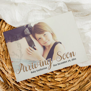 Arriving Soon Pregnancy Photo Announcement