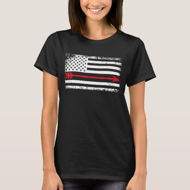 Arrow American Flag Archery Lover Bow Hunting T-Shirt (Front)