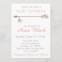 Arrow and Feather Baby Shower Invitation