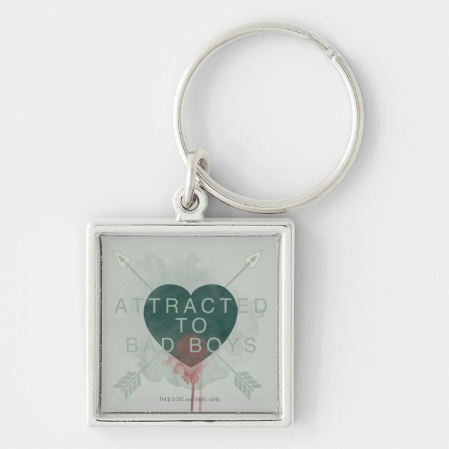 Arrow | "Attracted To Bad Boys" Pierced Heart Key Ring (Front)