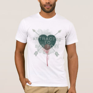 Arrow "Attracted To Bad Boys" Pierced Heart T-Shirt