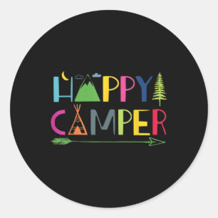 Arrow Camper Happy Summer Camp Camping Gift Men Wo Classic Round Sticker