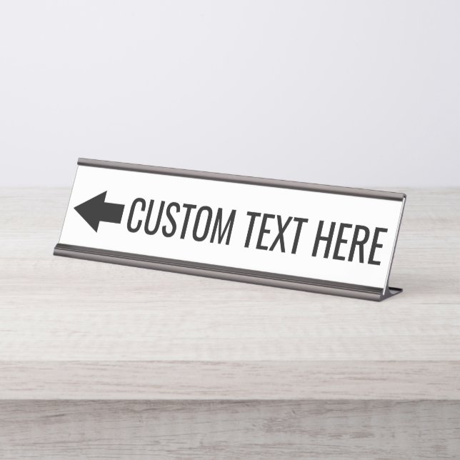 Arrow Direction with Custom Text - pointing LEFT Desk Name Plate (Front)