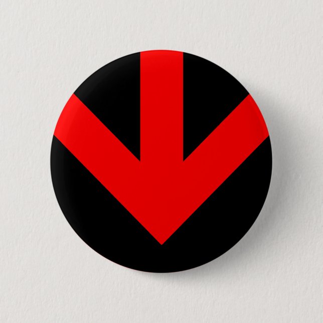 arrow down. colour customisable. 6 cm round badge (Front)