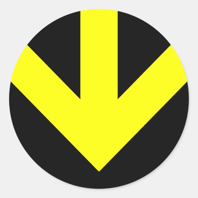 arrow down. colour customisable. classic round sticker (Front)
