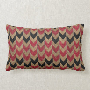 Arrow Down Pattern   Tan, Dark Red and Black Lumbar Cushion