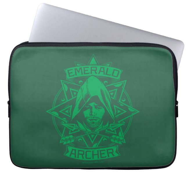Arrow | Emerald Archer Graphic Laptop Sleeve (Front)