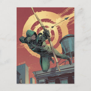 Arrow   Green Arrow Fires From Rooftop Postcard