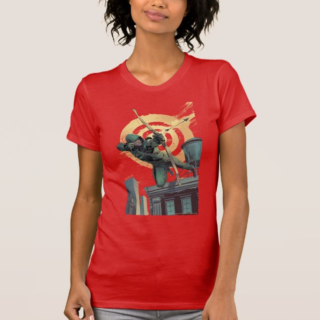 Arrow | Green Arrow Fires From Rooftop T-Shirt (Front)