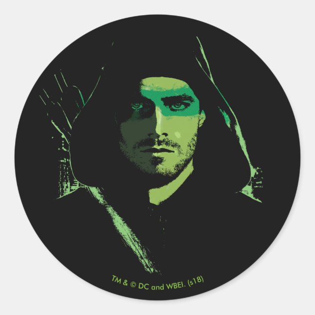 Arrow | Green Arrow Green Stylised Cutout Classic Round Sticker (Front)