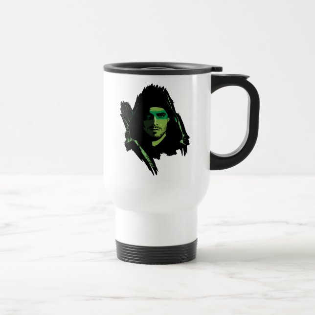 Arrow | Green Arrow Green Stylised Cutout Travel Mug (Right)