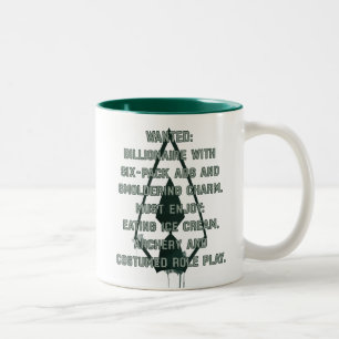 Arrow   Green Arrow Parody Wanted Post Two-Tone Coffee Mug