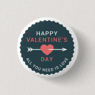 Arrow Heart Happy Valentine's Day 3 Cm Round Badge