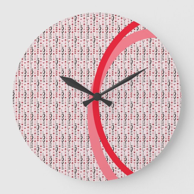 Arrow, Heart & Love Romantic Design Large Clock (Front)