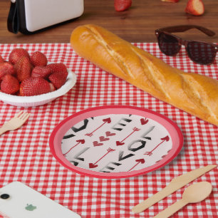 Arrow, Heart & Love Romantic Design Paper Plate