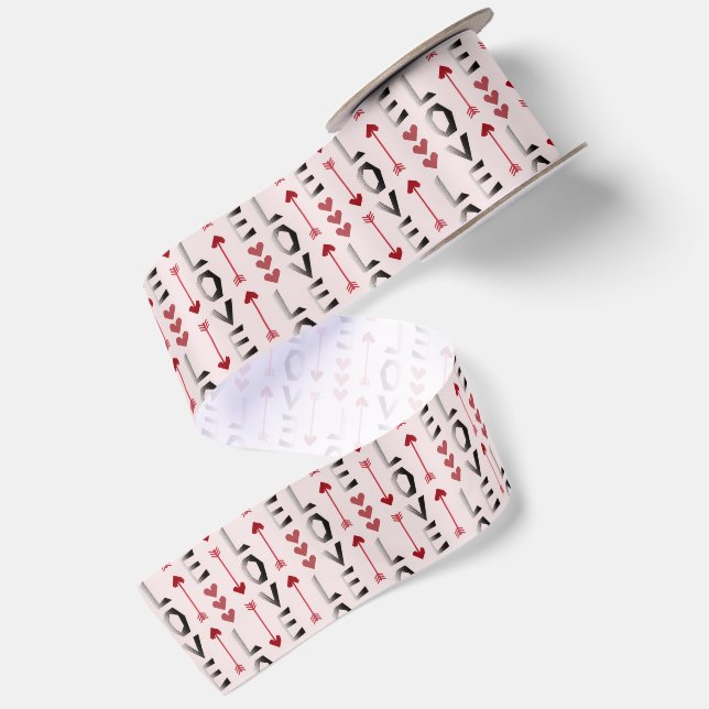 Arrow, Heart & Love Romantic Design Satin Ribbon (Front+Back)
