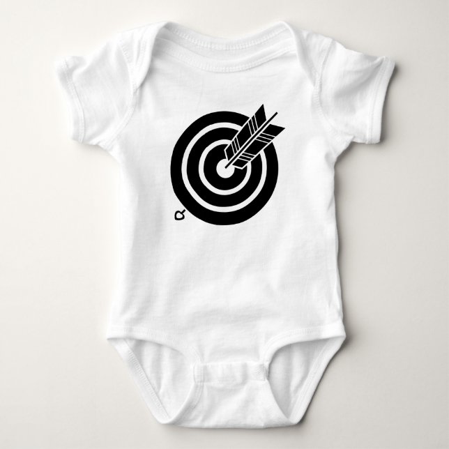 Arrow hit a round target baby bodysuit (Front)