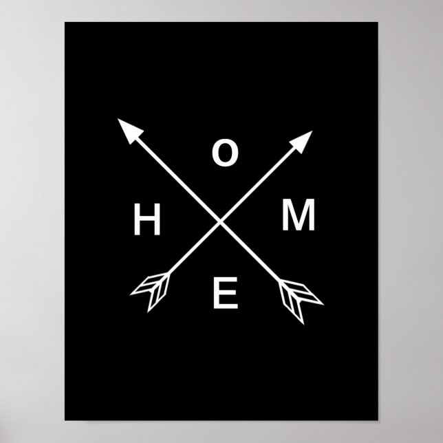 Arrow Home Art Print Black and White Minimal Art (Front)