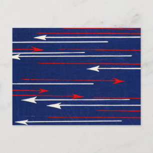 Arrow Japanese Woodcut Textile Postcard
