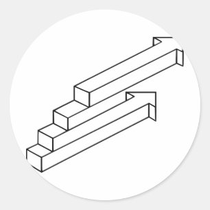 Arrow or Stairs Optical Illusion Classic Round Sticker