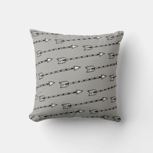 Arrow Pattern Black White Grey Cushion