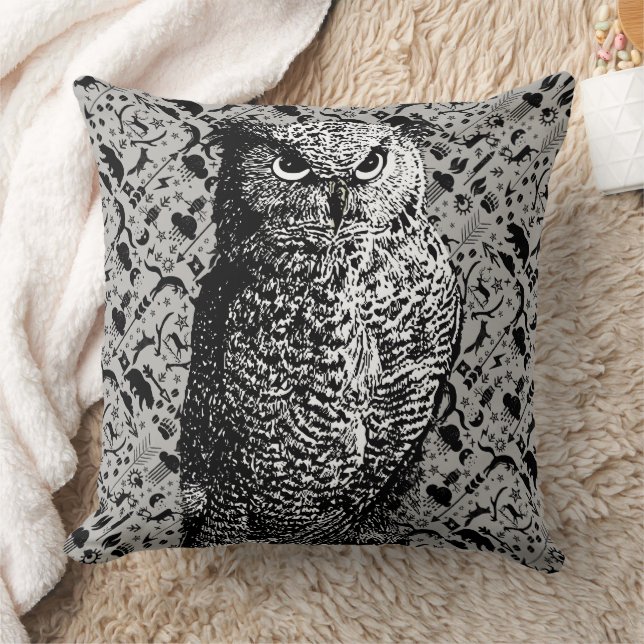 Arrow Pattern New Baby Boy's Room Yellow Grey Owl Cushion (Blanket)