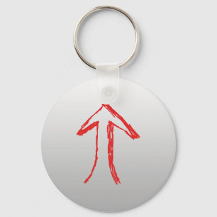Arrow Pointing Up. On Grey. Key Ring