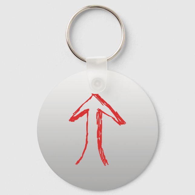 Arrow Pointing Up. On Grey. Key Ring (Front)