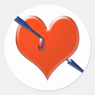 Arrow through the heart classic round sticker