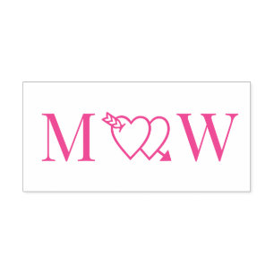 Arrow Thru Double Hearts Couple 2 Initial Monogram Self-inking Stamp