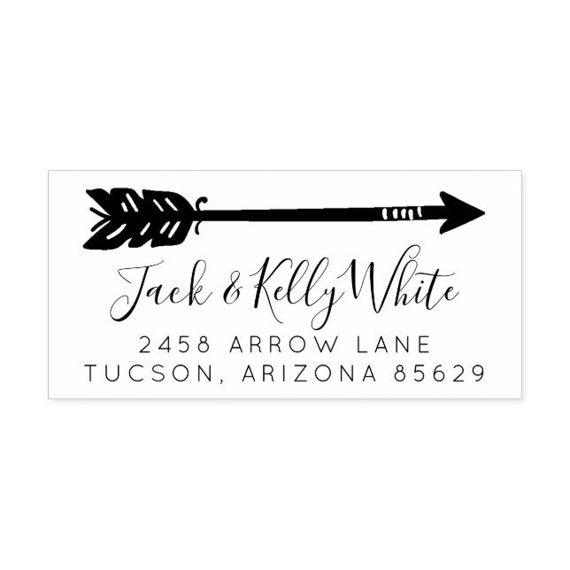 Arrow Wedding Newlywed Return Address Rubber Stamp (Imprint)