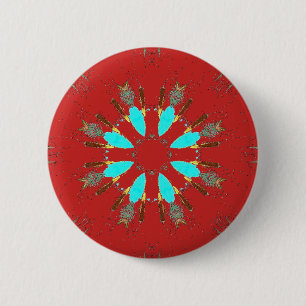 Arrowhead Feathers Pow-wow Pattern Thunder_Cove 6 Cm Round Badge